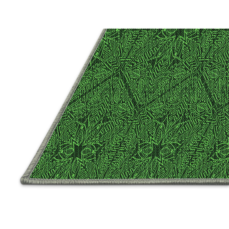 Tapis 100% à motifs lavables à la machine 2989 - vert, Rectangle 2 pi x 4 pi