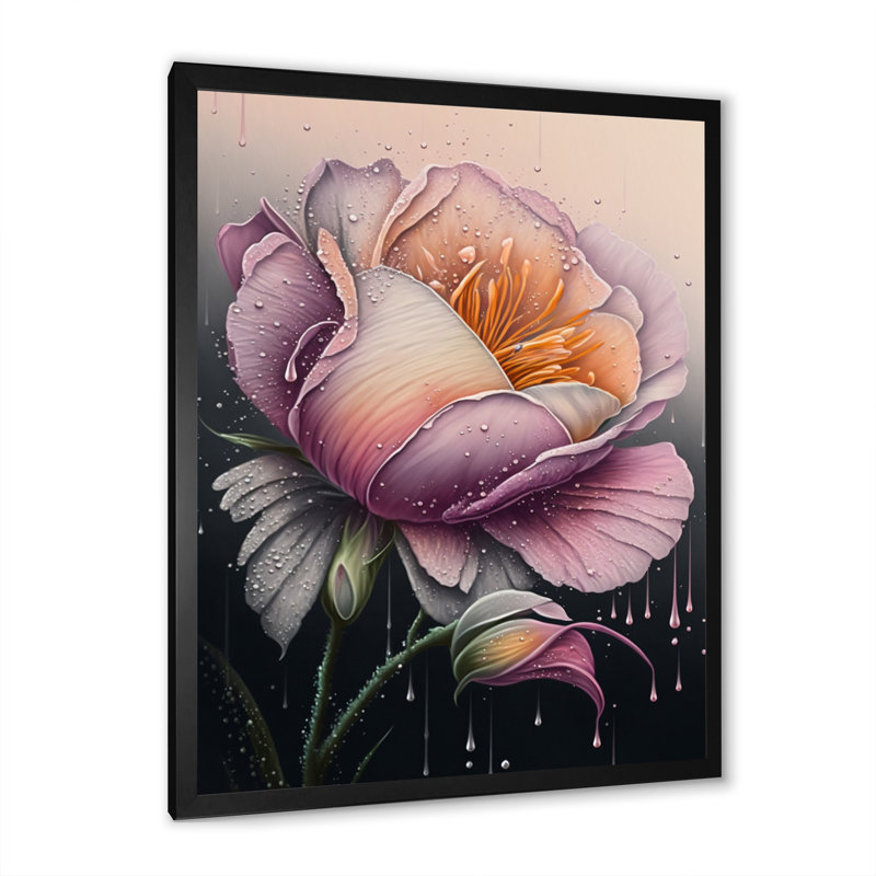 «Blooming Pink Rose Flowers», impression sur toile, Cadre noir, H 20 po x l 12 po x P 1 po