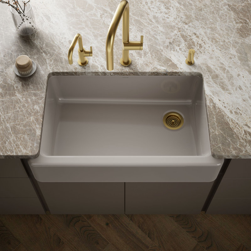 Whitehaven® Self-Trimming 36" L x 22" W Farmhouse Kitchen Sink, Indigo Blue
