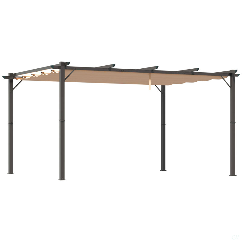 Pergola de patio en aluminium avec abri de pergola rétractable 10 po x 13 po Outsunny