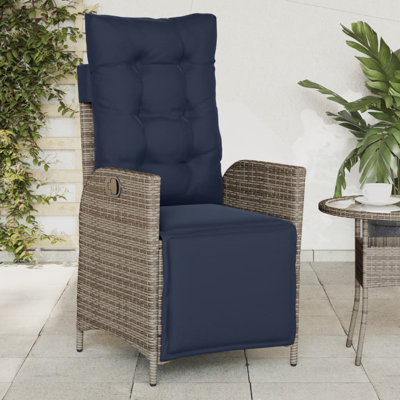 Chaise de patio inclinable avec repose-pieds en polyester gris Vidaxl