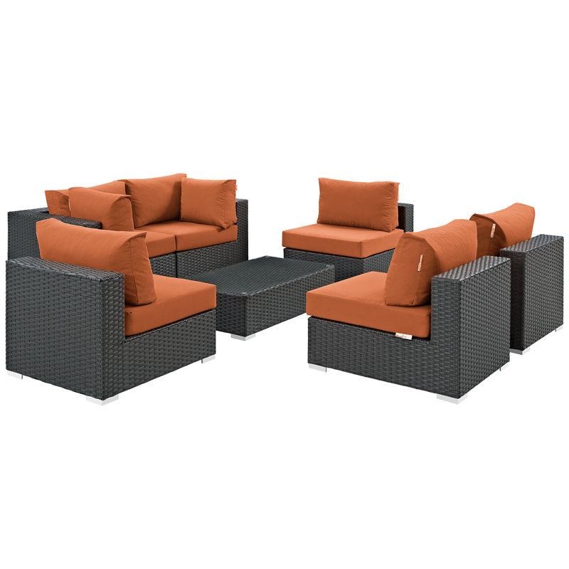 Ensemble modulaire d'extérieur 7 pièces Modway, Toile Sunbrella® toscan