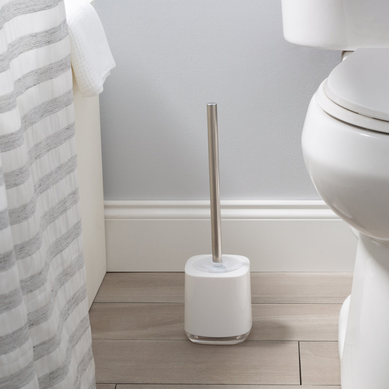 Bath Bliss Plastic Toilet Brush And Holder, White