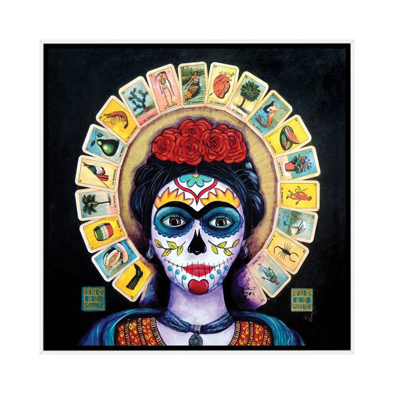 Frida Loteria, H 12 po x l 12 po x P 1,5 po, Cadre blanc