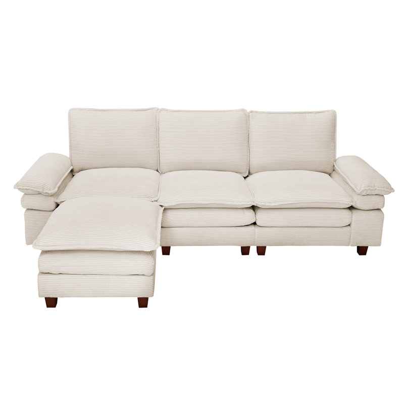 Oversized modern comfy comfy sofa with Ottoman, White