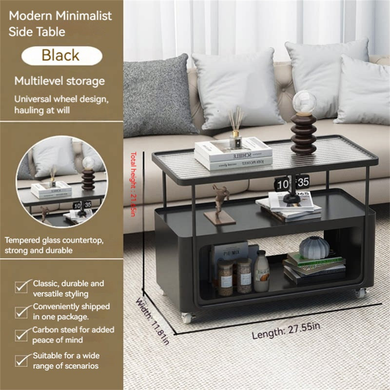 Table basse / table d'appoint / table d'appoint portable, élégante et compacte, Black, 21.65" H x 27.55" L x 11.81" W
