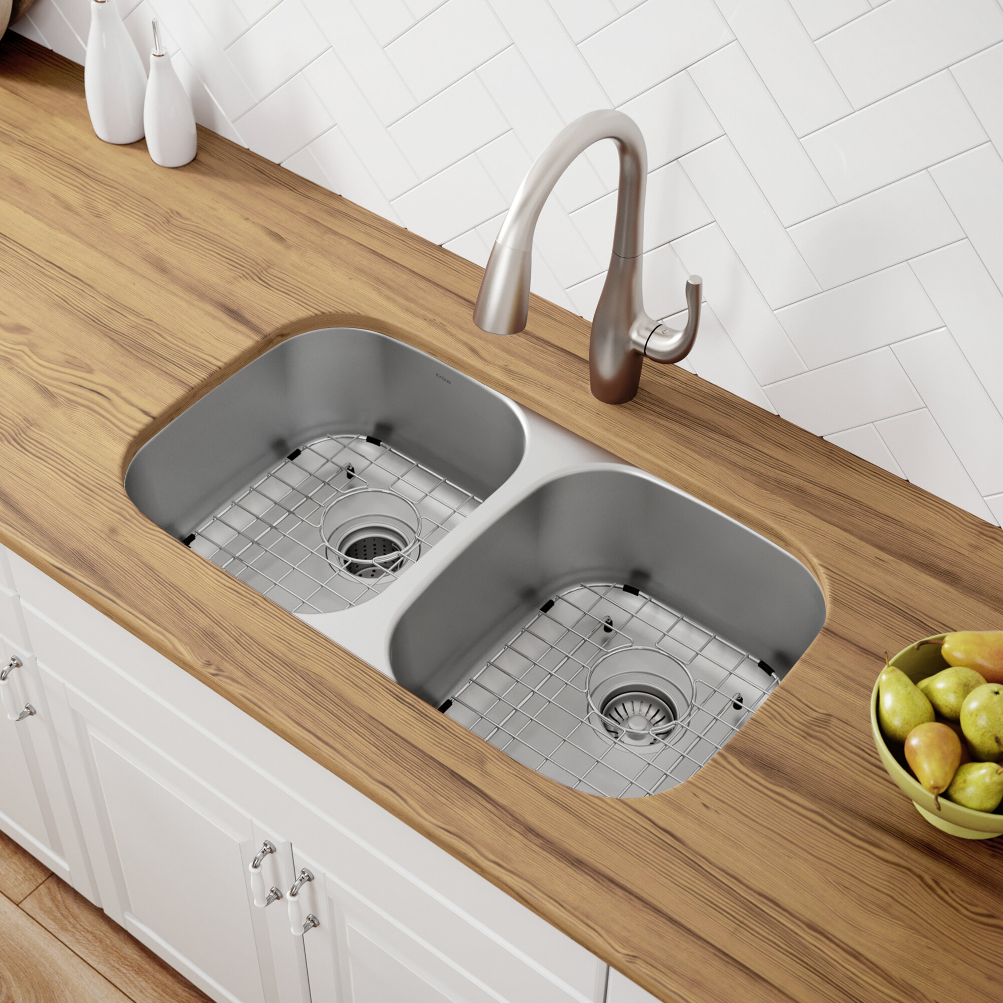 Kraus KHU103-32 Standart Pro 32 16 Gauge Undermount 60/40 Double Bowl Stainless Steel Kitchen Sink