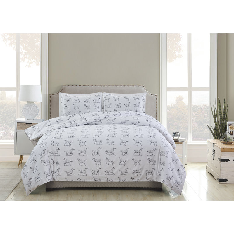 Avalee Sateen Animal Print Duvet Cover, King Duvet Cover + 2 King Shams