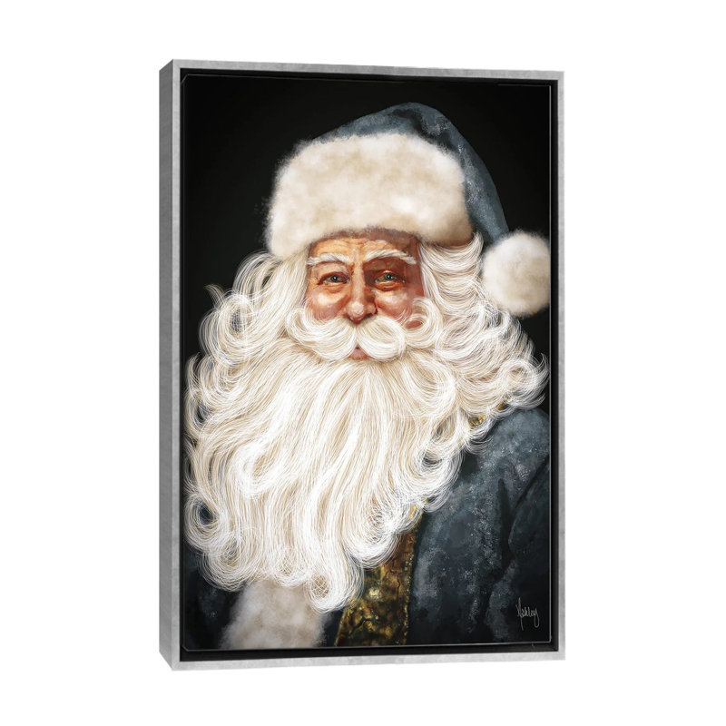 «Blue Santa», reproduction d'art sur toile encadrée, Argent argent