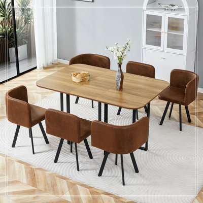 Ensemble Karoline 7 pièces avec 6 chaises rembourrées et pieds en métal