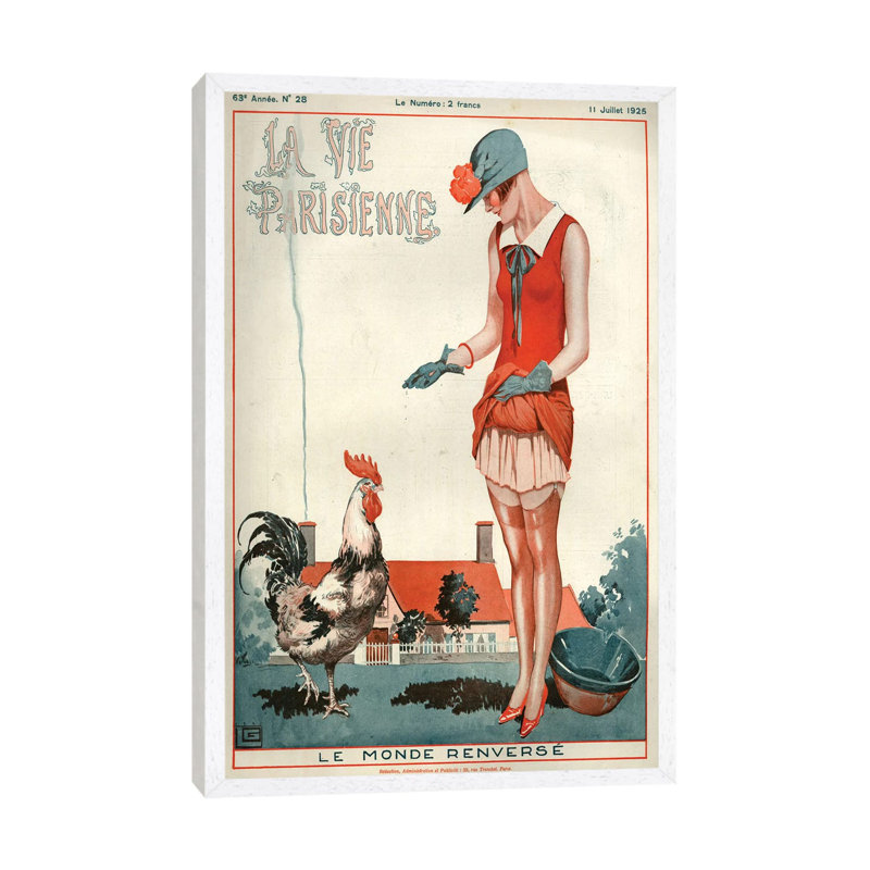 1925 La Vie Parisienne Magazine Cover by Georges Leonnec - Painting on Canvas, 66.04 cm H x 45.72 cm W, White Framed