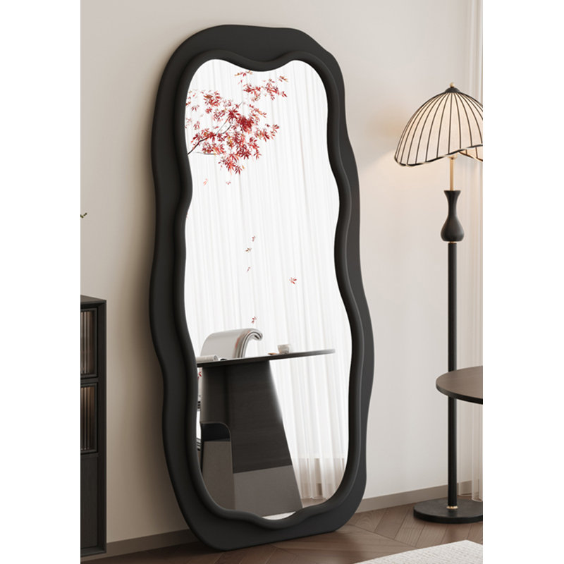 Miroir pleine grandeur style français en velours irrégulier rétro trois en un, 62,99 po x 23,62 po