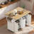 Fluted Kitchen Island With Drop Leaf, Power Outlet, Towel Rack, Spice Rack And Open Compartment-1673766758