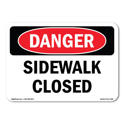 Sidewalk Closed Plastic Sign 10" X 7"