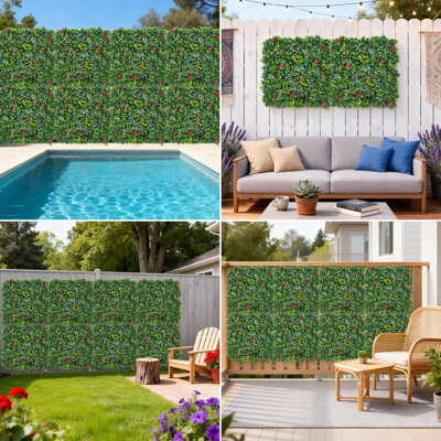 Lifelike Faux Greenery Wall Panels for Home Decor – Artificial Moss Trellis, Privacy Screen & Peel-and-Stick Fence Decor, Indoor Outdoor Use – 4 Pack, 50x50CM, 4 Pieces