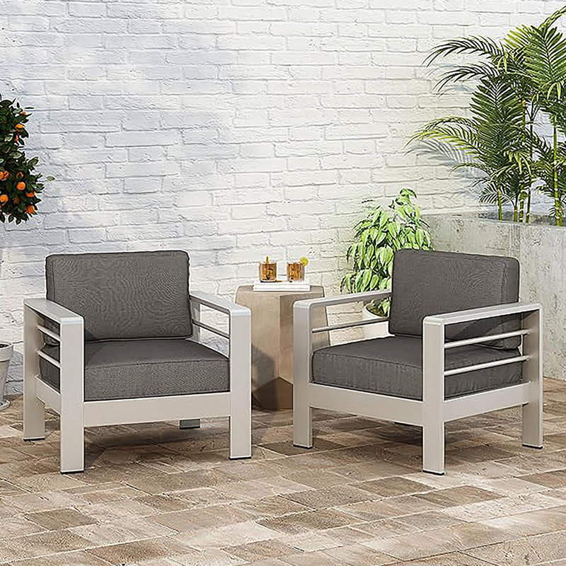 Fauteuil d'extérieur 2 pièces, chaises de salle à manger en bois avec coussins