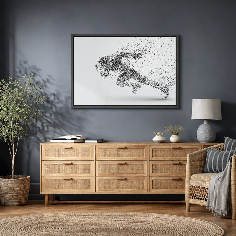 Sport «Explosion de points noirs et blancs, œuvres d'art de chemin de fer abstrait, grande impression numérique sur toile giclée»