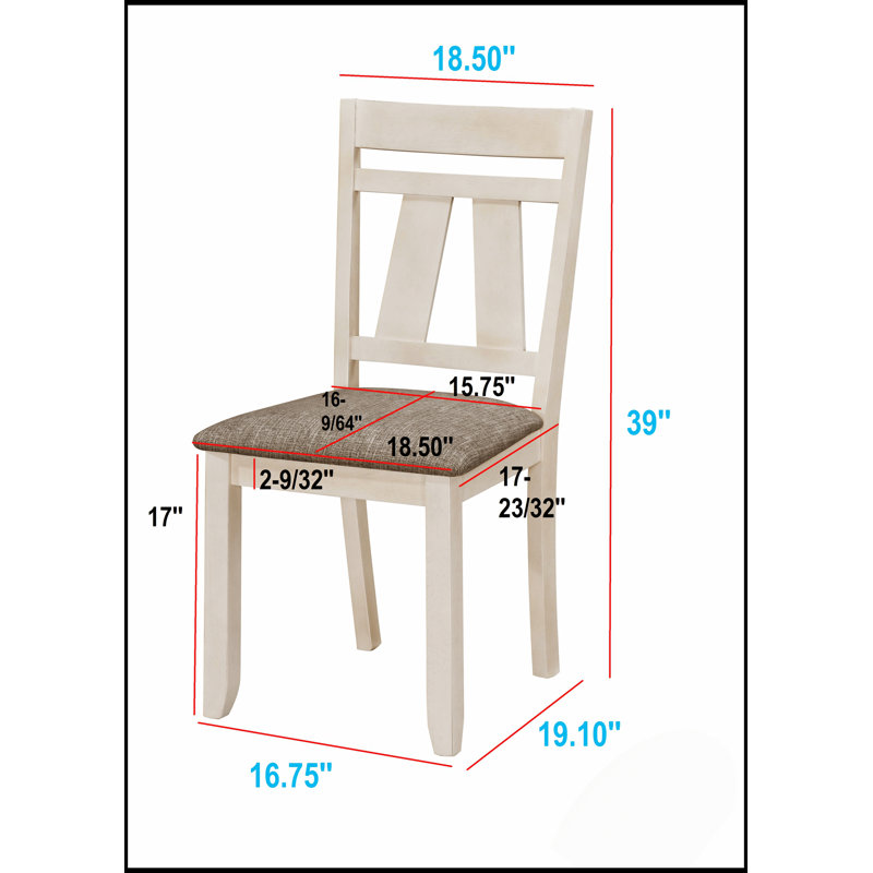 Ensemble de table de salle à manger extensible de style chalet 5 pièces avec finition bicolore gris craie, chaises rembourrées et feuilles de réfectoire autoportantes pour des sièges polyvalents