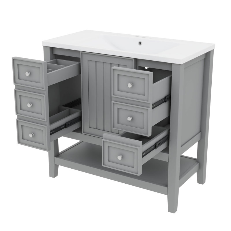 Ensemble de meuble-lavabo 36 po avec armoire et tiroirs 36 po, Grey