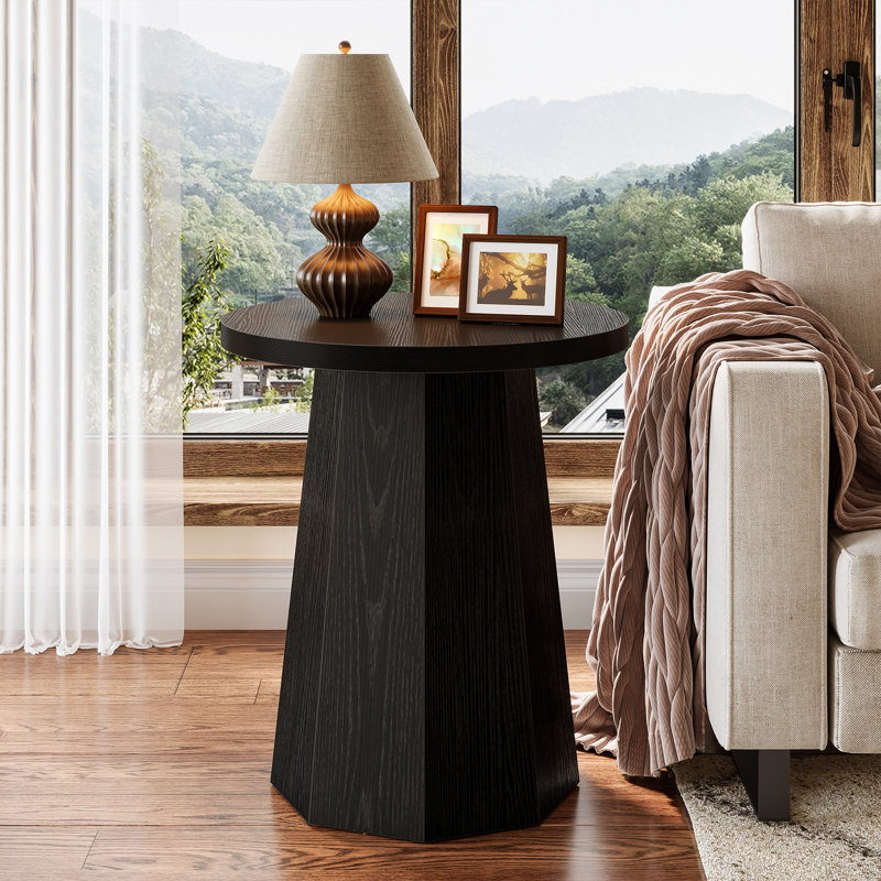 Table de bout ronde simple de style campagnard, Noir