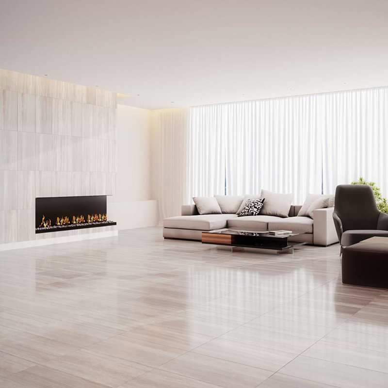 Nashville 12x24 Matte Travertine Look Porcelain Tile, Taupe Polished