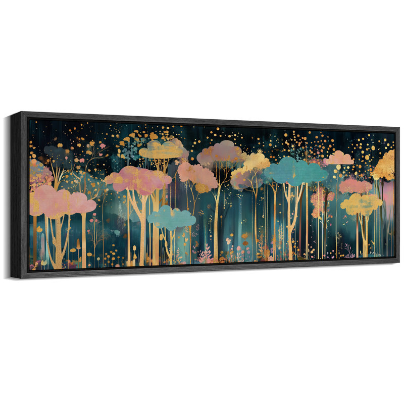 Clouds Tree Illusion Artwork, Abstract Forest Wall Pictures, Giclee Canvas Digital Print Extra Large Framed Wall Art, Black