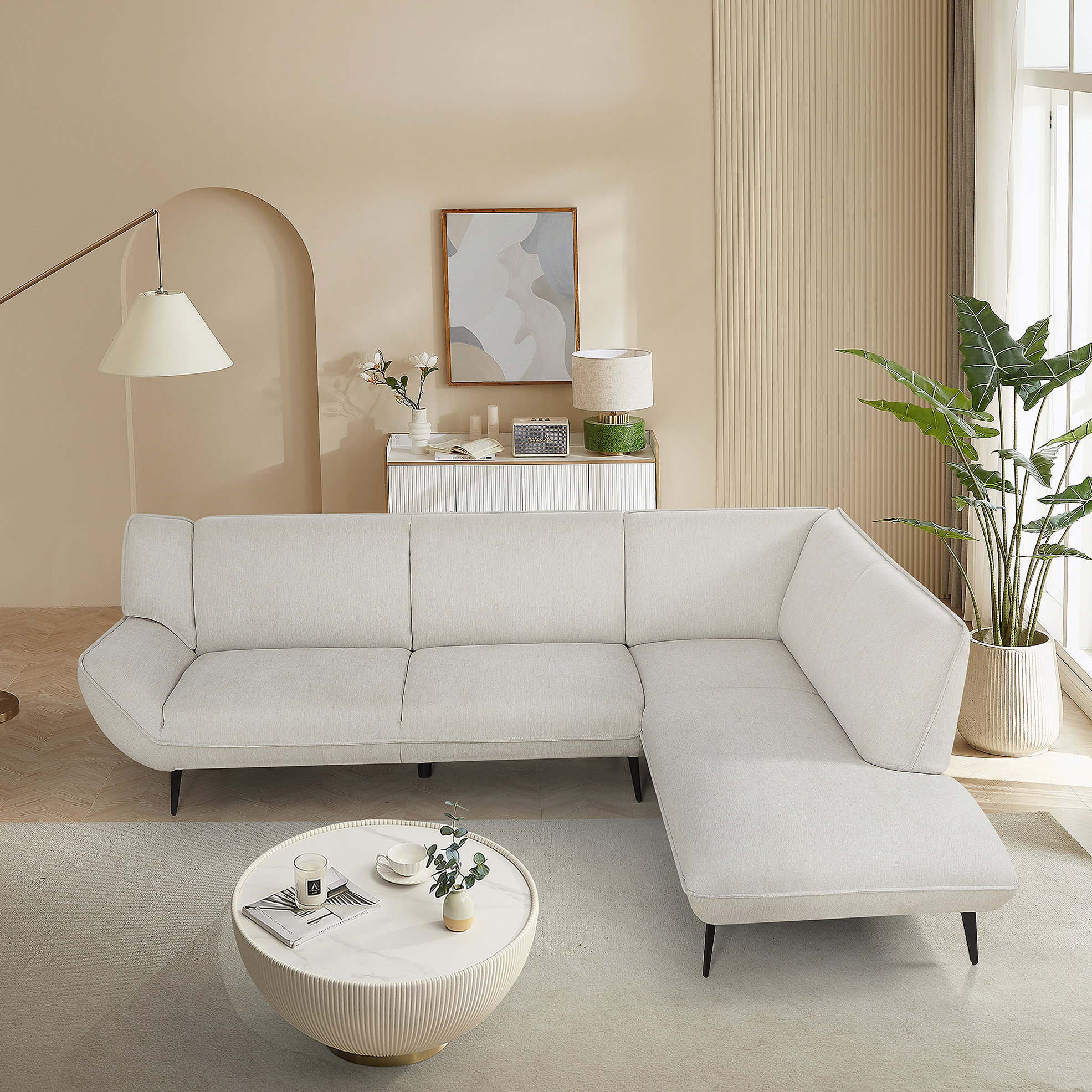 Everly Quinn Luxurious High Rebound Sofa with Independent Springs and ...