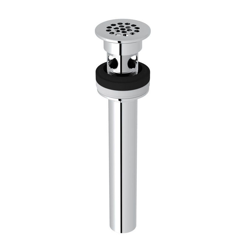Grid Drain With Overflow, Polished Chrome