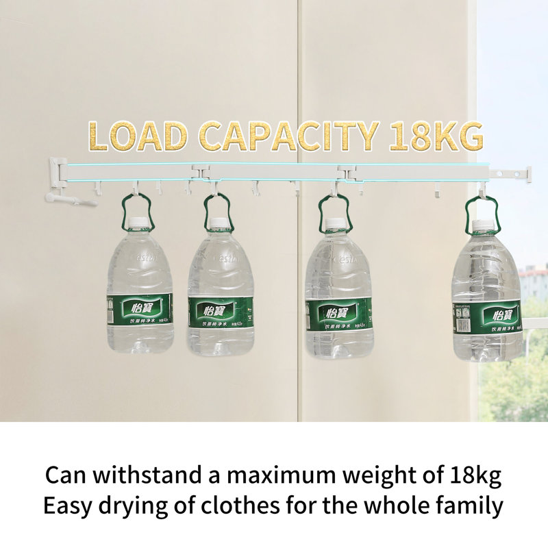 Clothes Drying Rack for Laundry,Wall Mounted Clothes Hanger Rack,Folding,Retractable,Collapsible, White