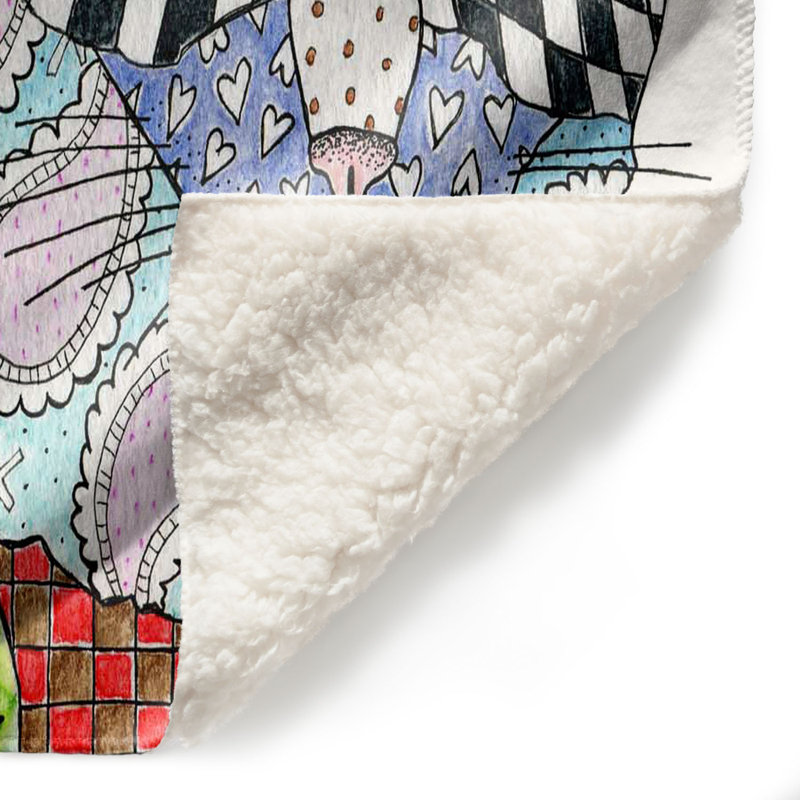  Couverture chat melon d'eau, 68 po x 80 po, Blanc
