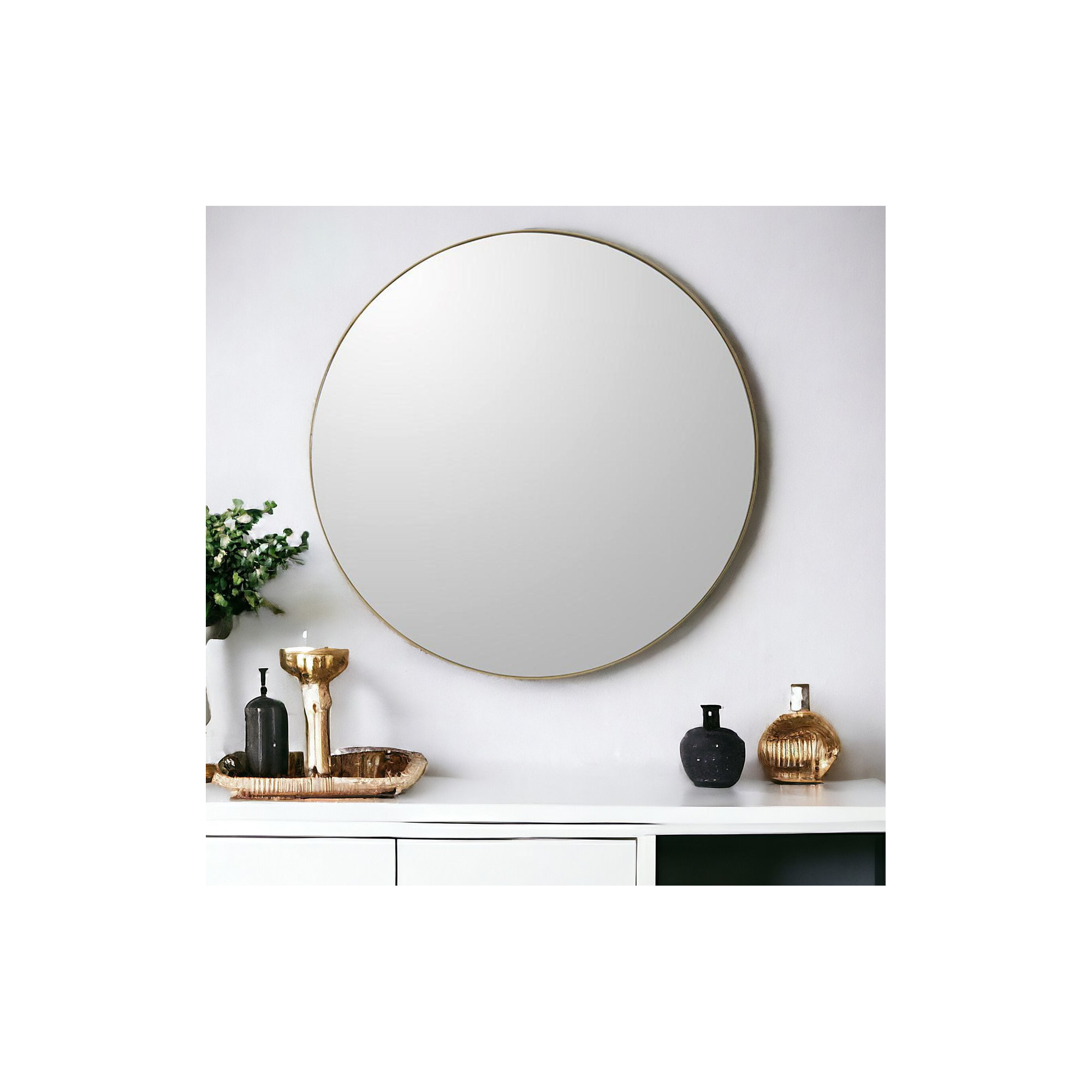 Eaton Round Mirror, Gold, 34" x 34"