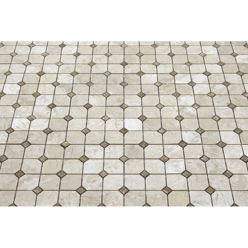 2" x 2" Marble Random Mosaic Wall & Floor Tile, Crema Nouva