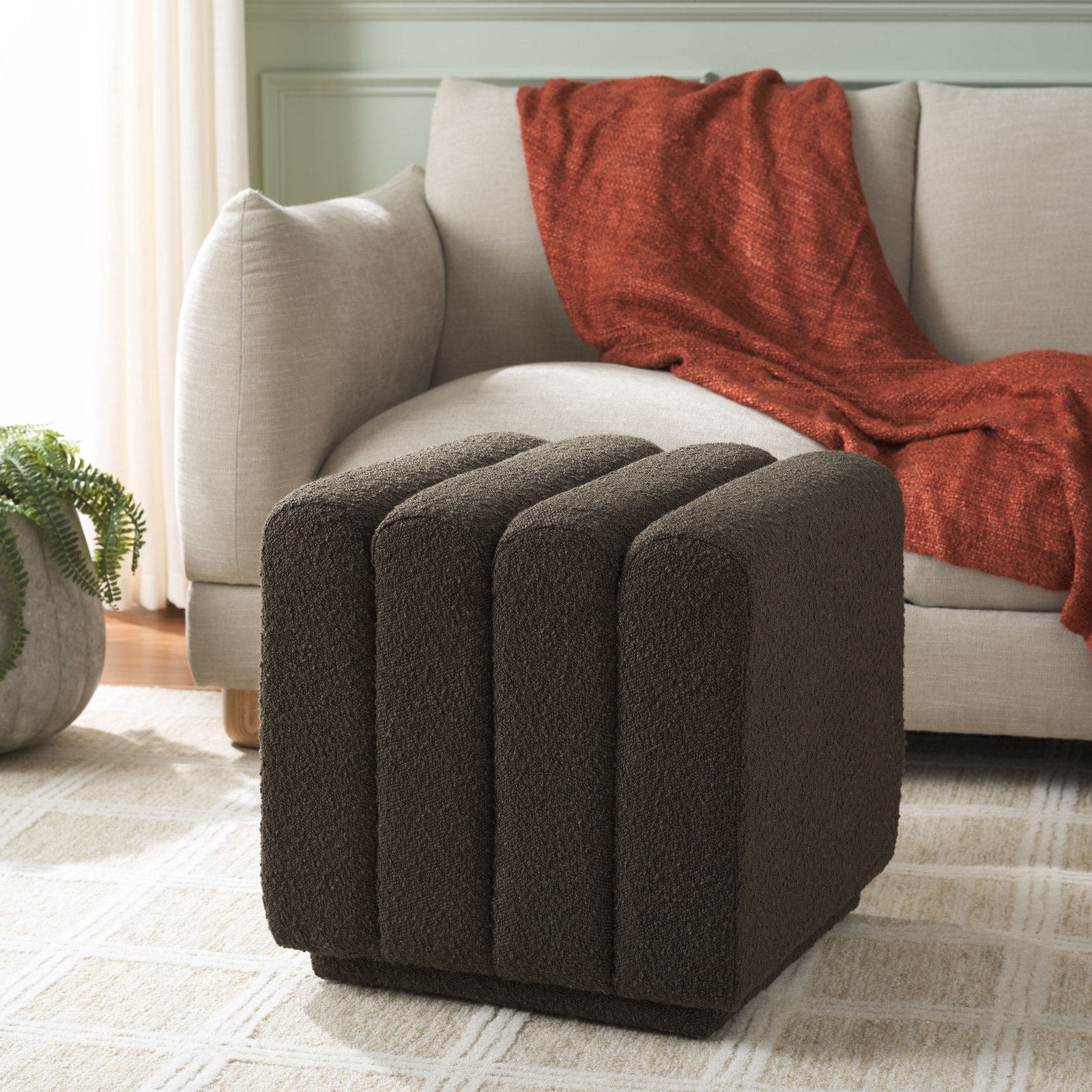 19" Square Ottoman, Brown