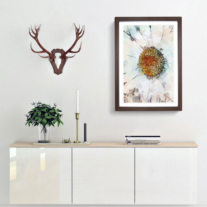 A White Daisy in Abstract - Framed Print, Walnut Framed, 87cm H x 62cm W x 2cm D