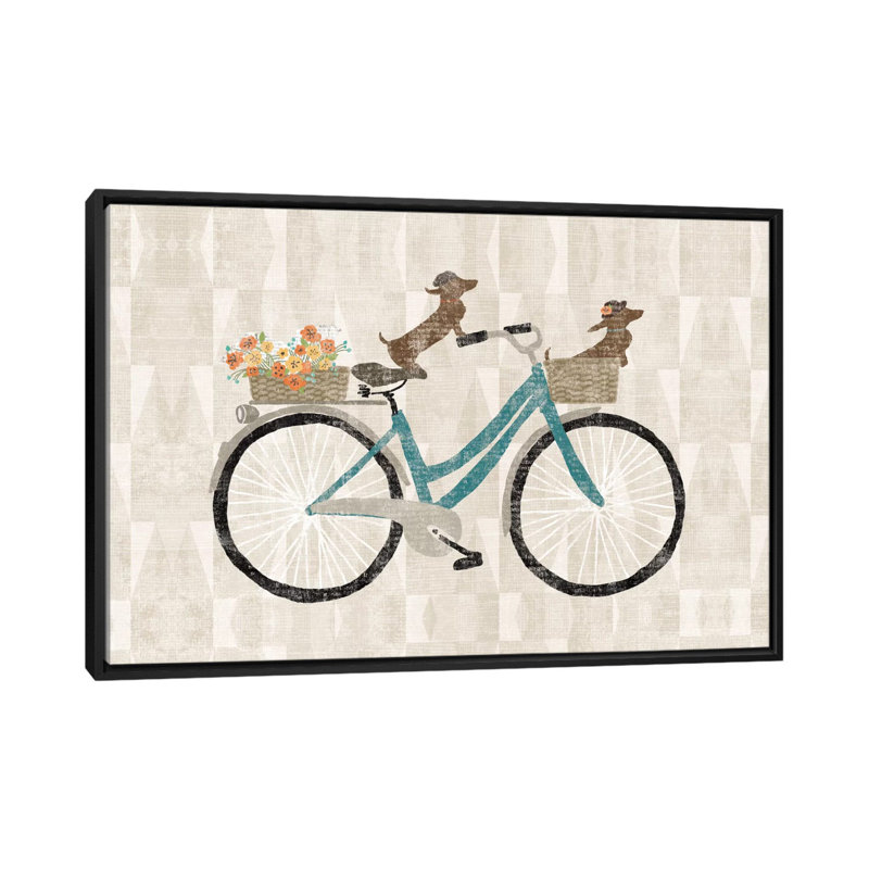 Doxie Ride I, impression sur toile tendue, H 18 po x l 26 po x P 1,5 po, Toile encadrée noire, Pas de tapis