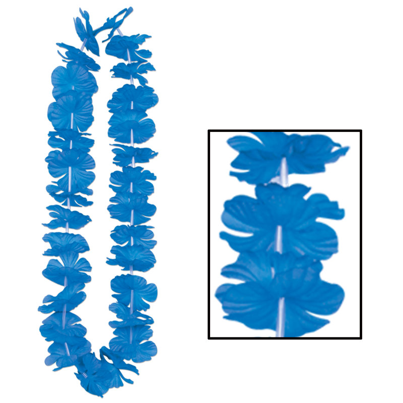 Silk 'N Petals Party Lei - paquet de 12, Bleu