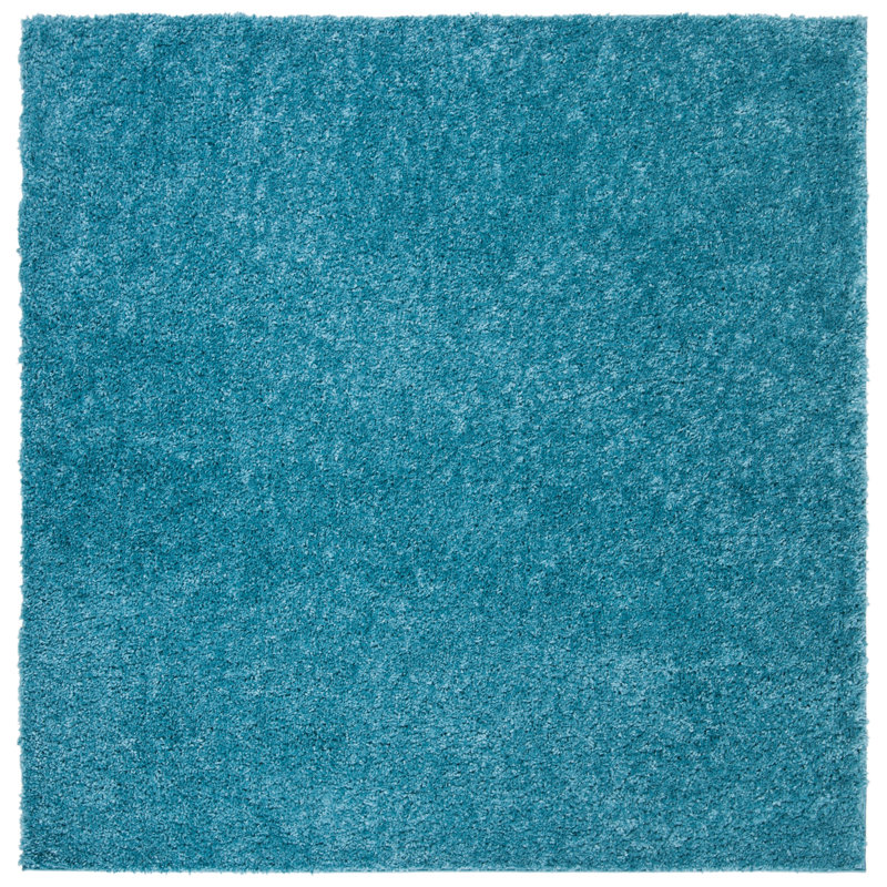Jiang Shag Turquoise Area Rug, Square 9'