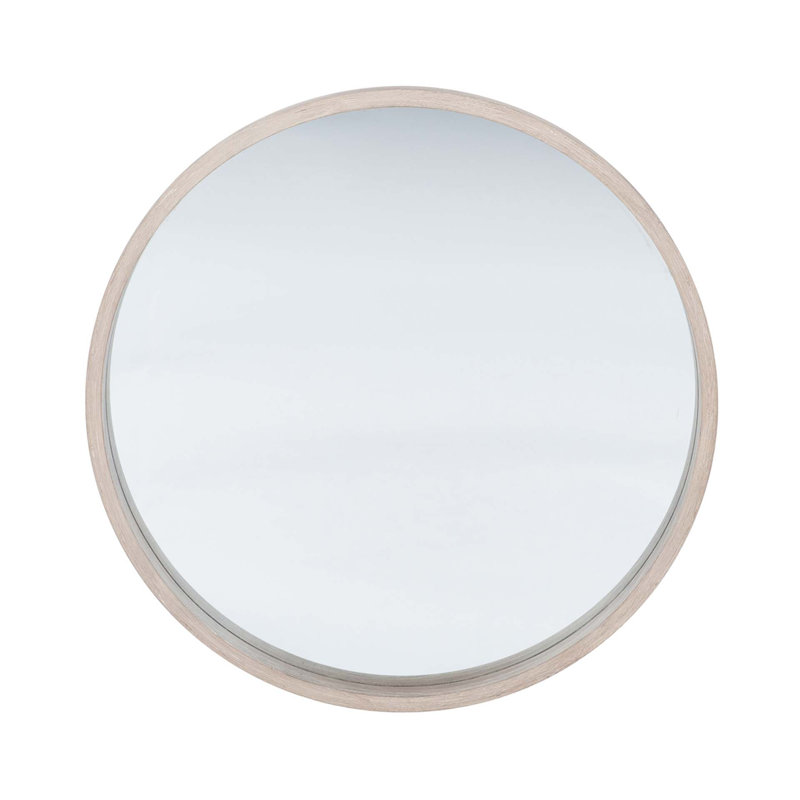 Round Wood Framed Wall Mounted Accent Mirror, Natural