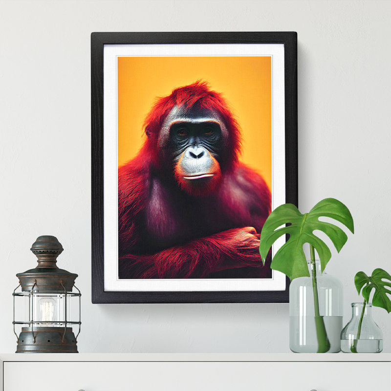 Orangutan Portrait Vol.1 - Picture Frame Print, Black, 34cm H x 25cm W x 2cm D