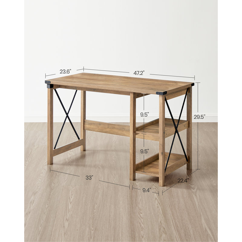 Mondovi 47.2"W Farmhouse Style Desk with Reversible Open Shelves
