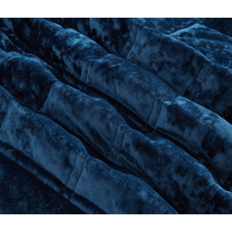 Velvet Quilt, King Quilt + 2 King Shams, Navy