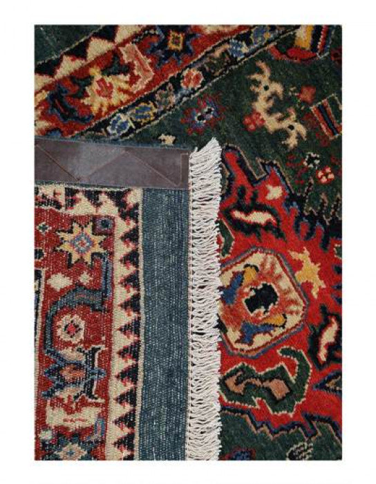 Tapis de couloir vert en laine 2 pi 3 po x 7 pi 11 po Makhaï