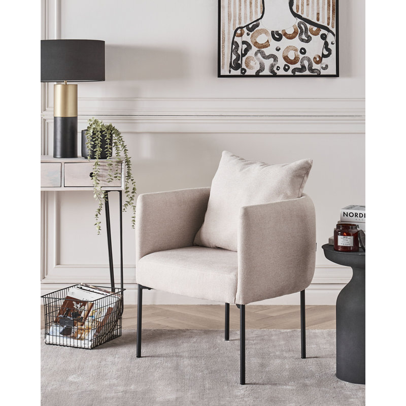 MALMOS Upholstered Armchair, Light Beige Polyester