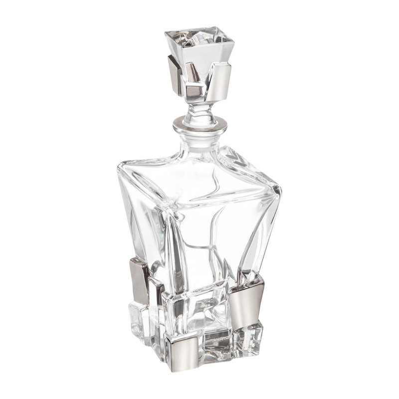 Crystal Glass Beverage Dispenser, Silver