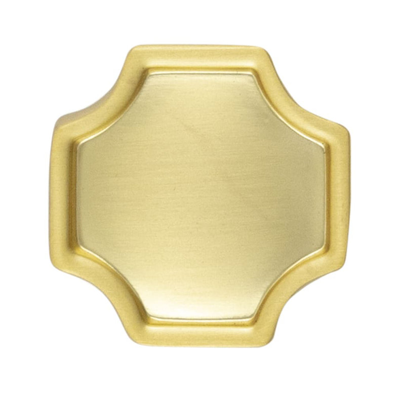 Monarch Collection Square Knob - 1-1/4" x 1-1/4" Cabinet Knob Brushed Golden Brass - Transitional Hardware for Drawers & Cabinets