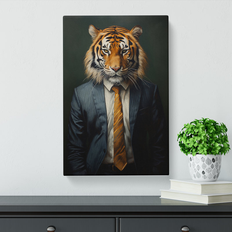 Tiger In A Suit No.4 - Wrapped Canvas Print, 76cm H x 50cm W x 3cm D