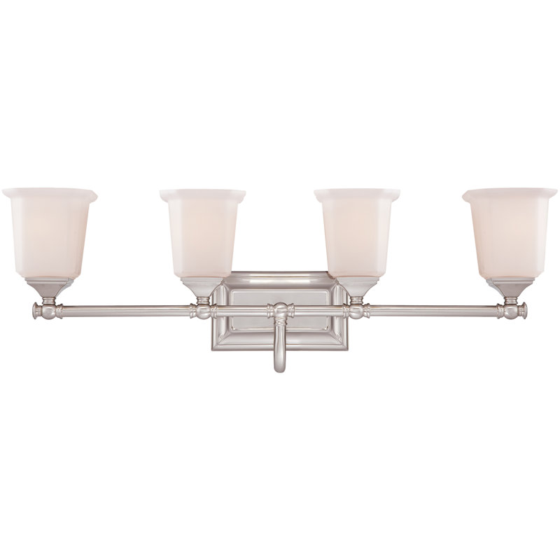 Nicholas 4-Light Brushed Nickel Vanity Light, Brushed Nickel, Opal Etched