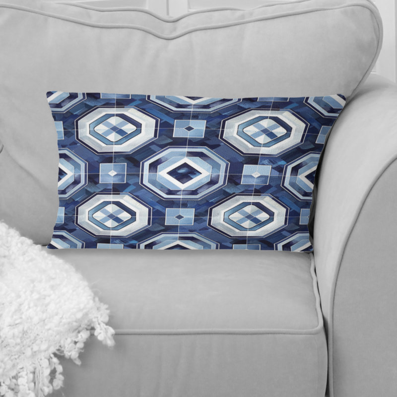 Coussin bleu et blanc octogonal moderne