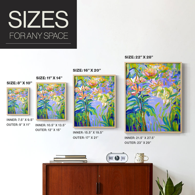 Série FLORAL DCxxV, reproduction encadrée - bois massif, H 21 po x l 17 po