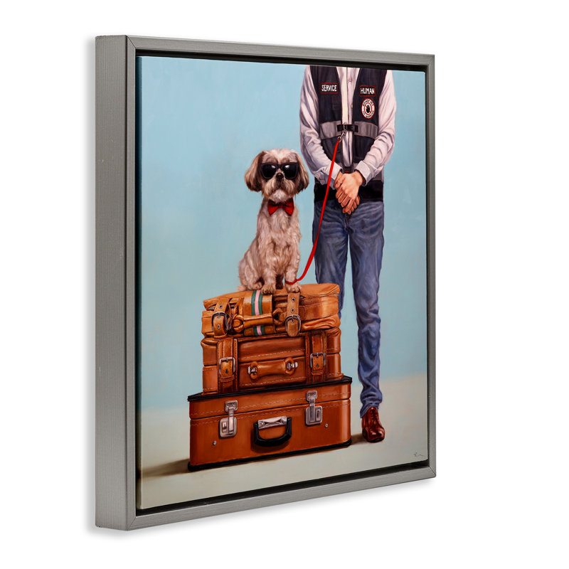 Drôle de chien humain de service, Cadre flottant gris lustré, H 25 po x l 25 po